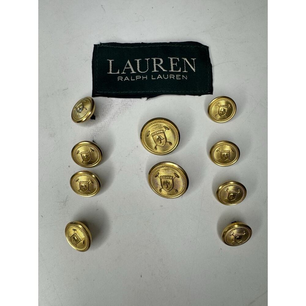 RALPH LAUREN BLAZER REPLACEMENT BUTTONS POLO HELMET CREST GOLD TONE WATERBURY